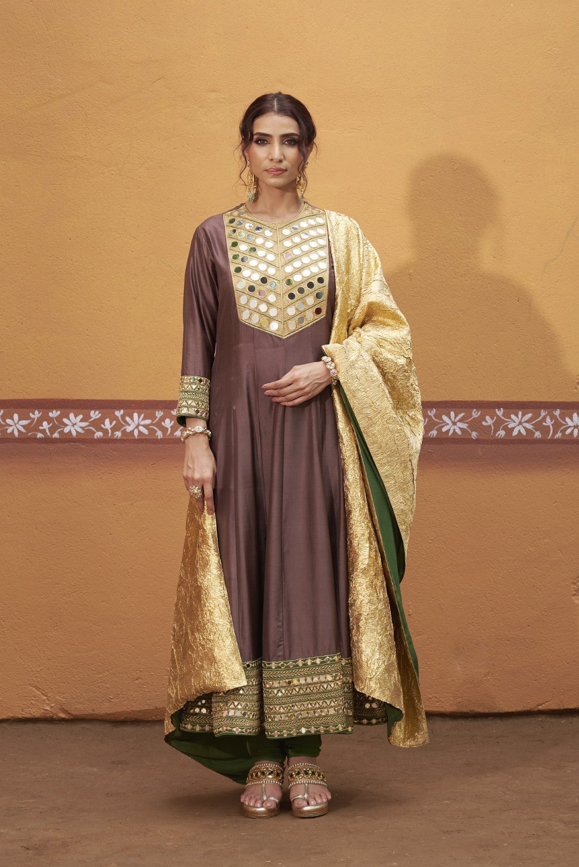 Anarkali with embroidered border and yoke