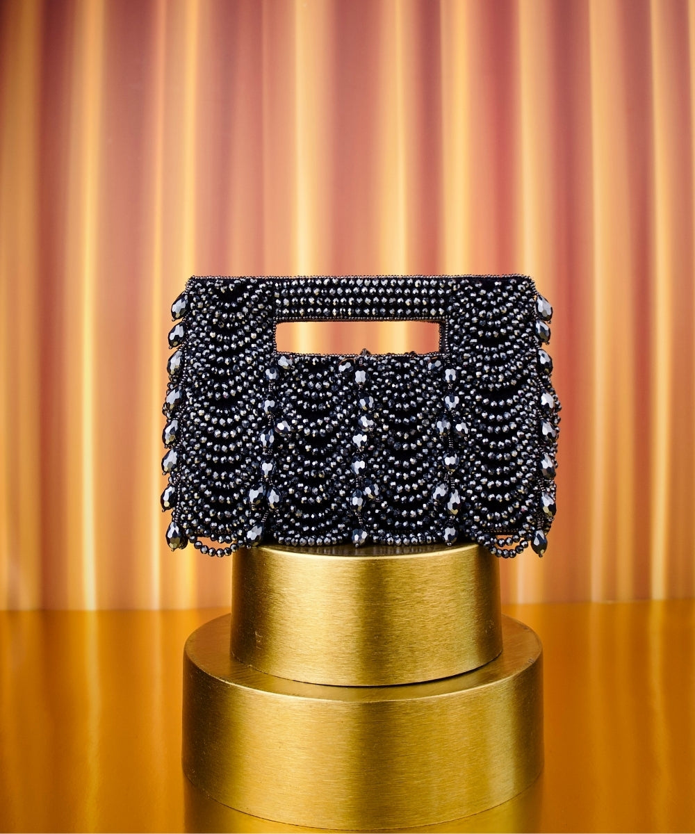 Amyra Navy Blue Suede Handcrafted Clutch