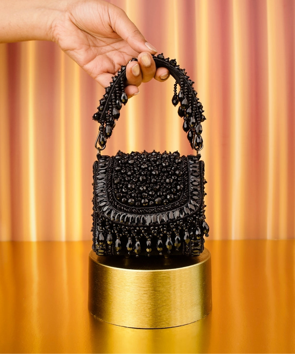 Josy Black Suede Embellished Mini Bag