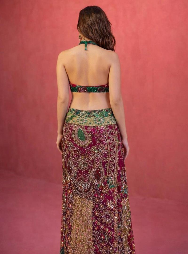 Purple Embellished Skirt Set | Luxury Designer Aurex Outfit