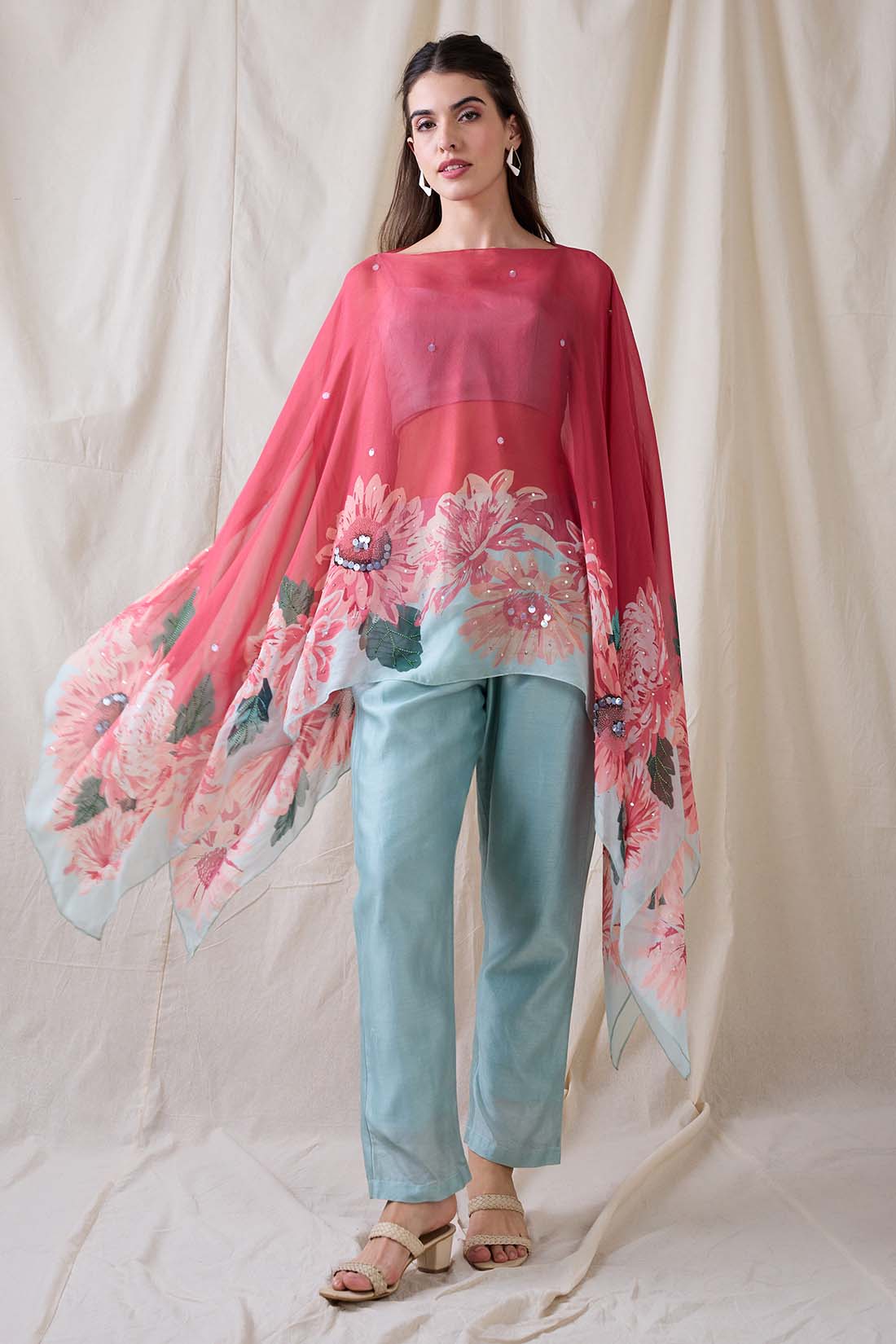 Ravya co-ord set with embellished cape SP4633