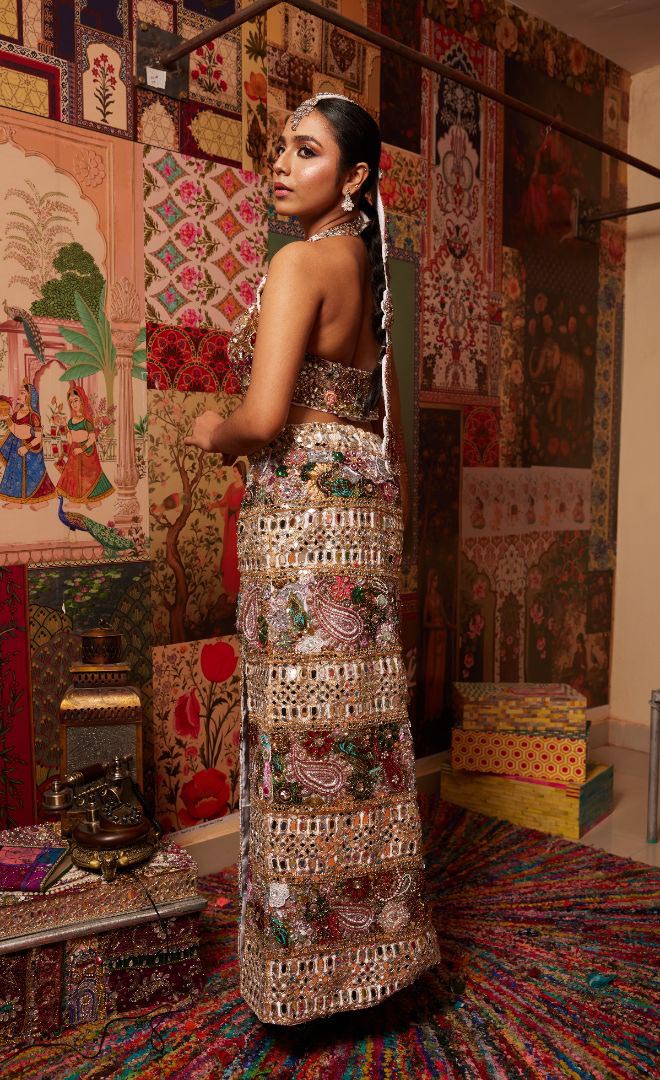 Rajwadi Mirror Saga Set - Luxury Mirrorwork Lehenga for Royal Weddings