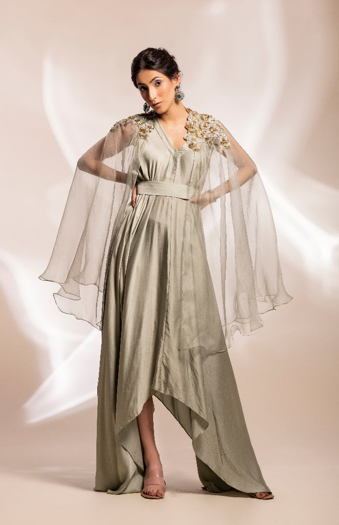 fusion draoe dress with cape