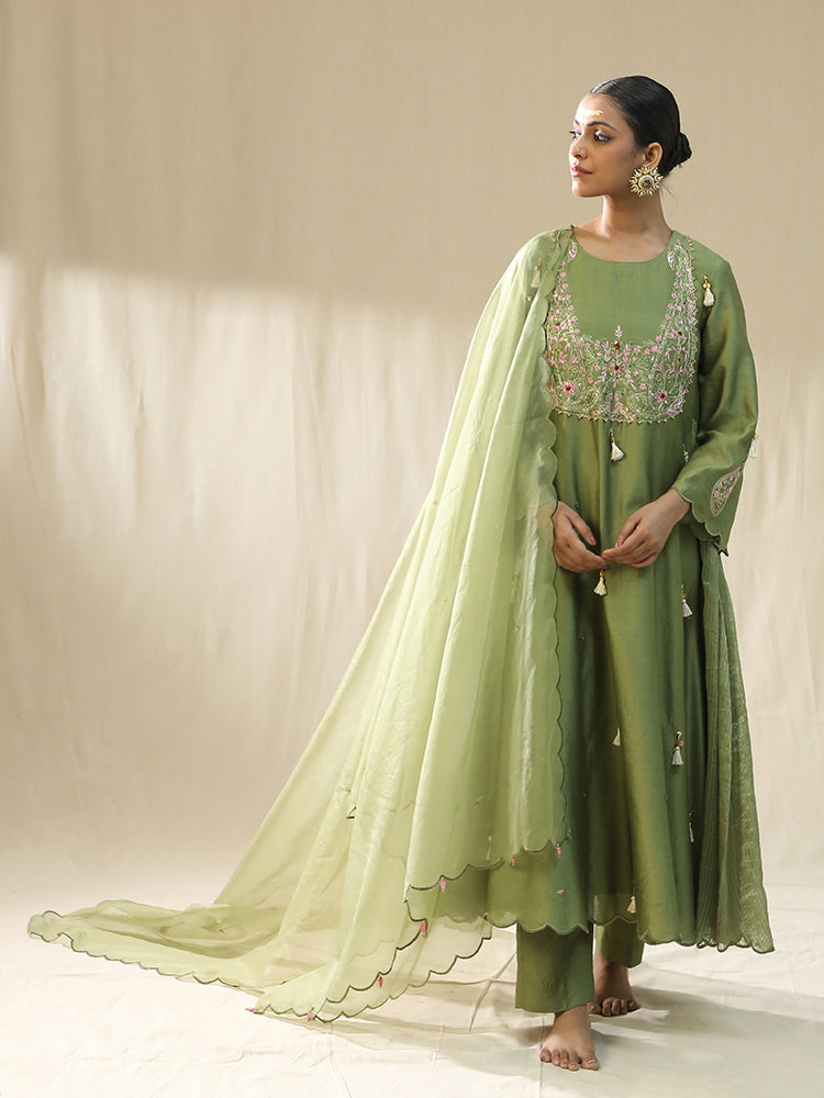 Pista green ambi A line suit set