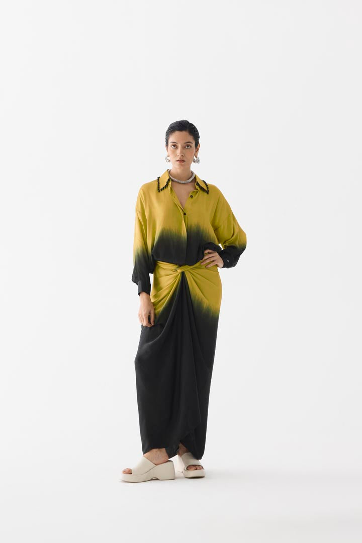 OLIVE BLACK SHIRT DRESS