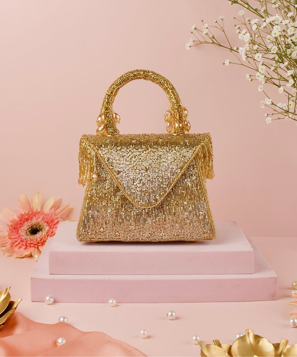 Mabel Gold & Silver Suede Handcrafted Box Bag