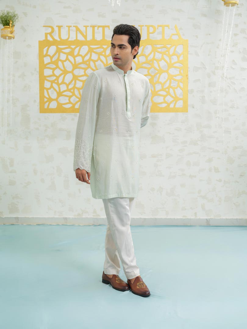 Mint Cutwork Hexa kurta set