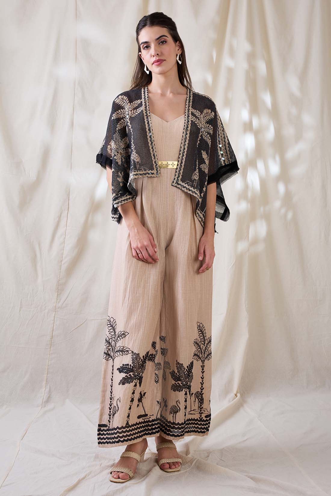 Noorani printed jumpsuit with embroidered jacket SP4721
