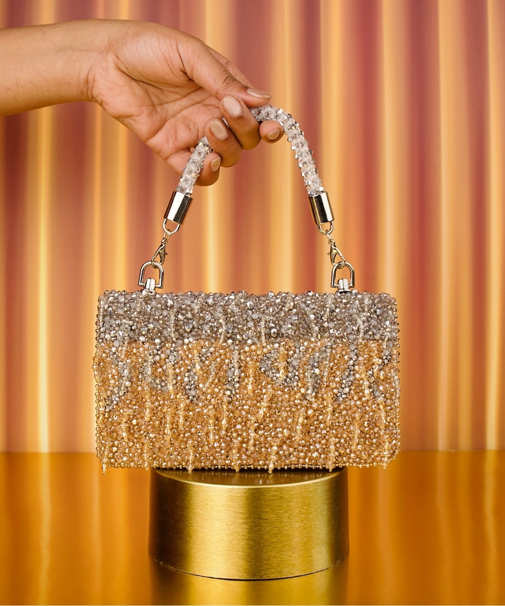 Elsie Gold & Silver Suede Clutch