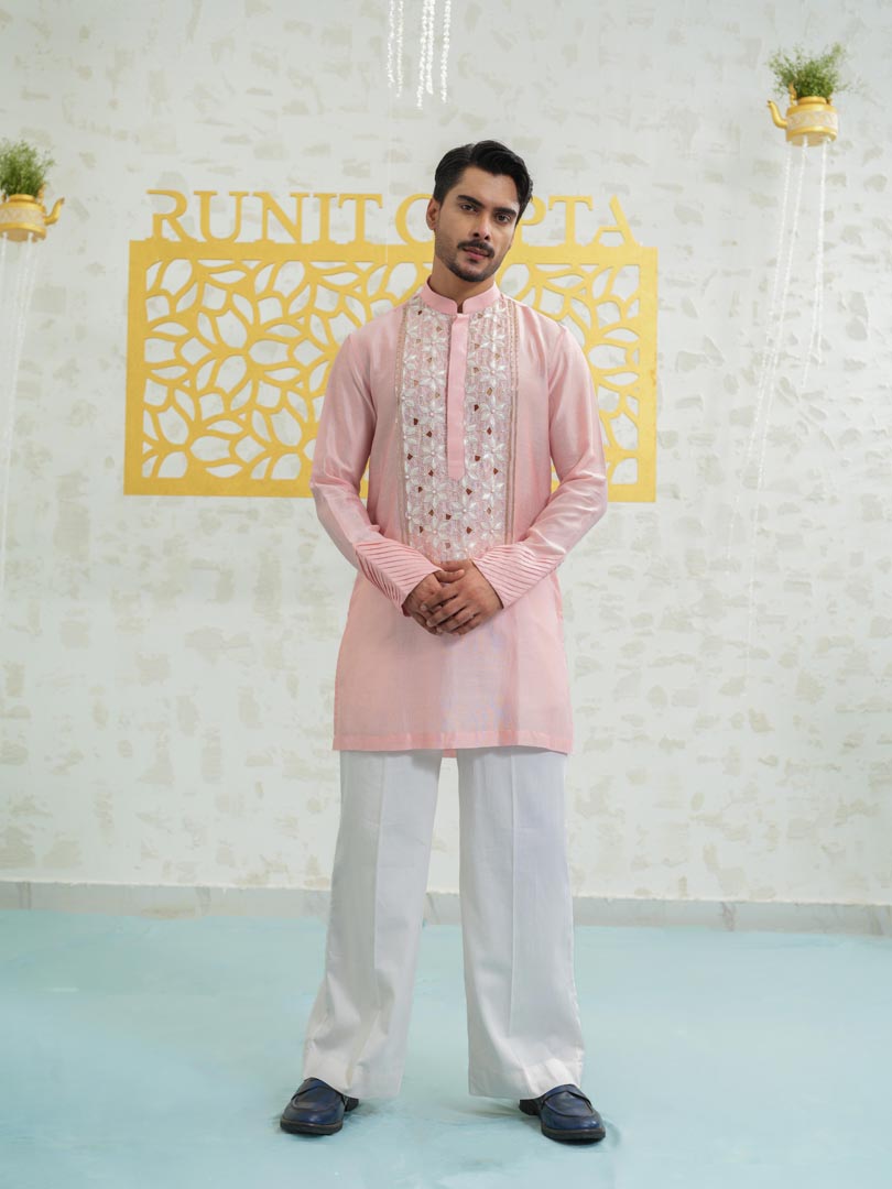 Pink cutwork Kurta set