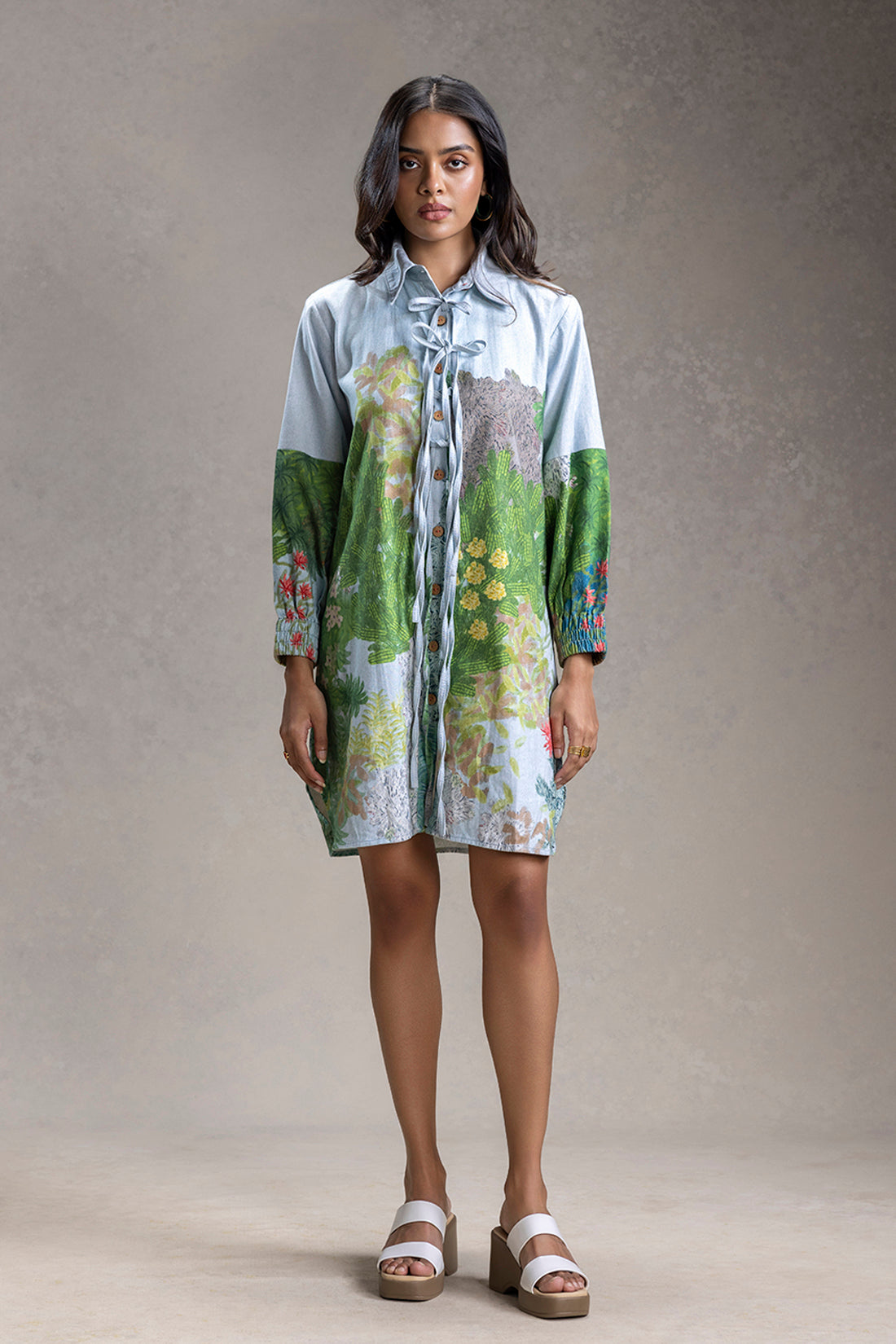 Blue blume Printed Shirt Dress
