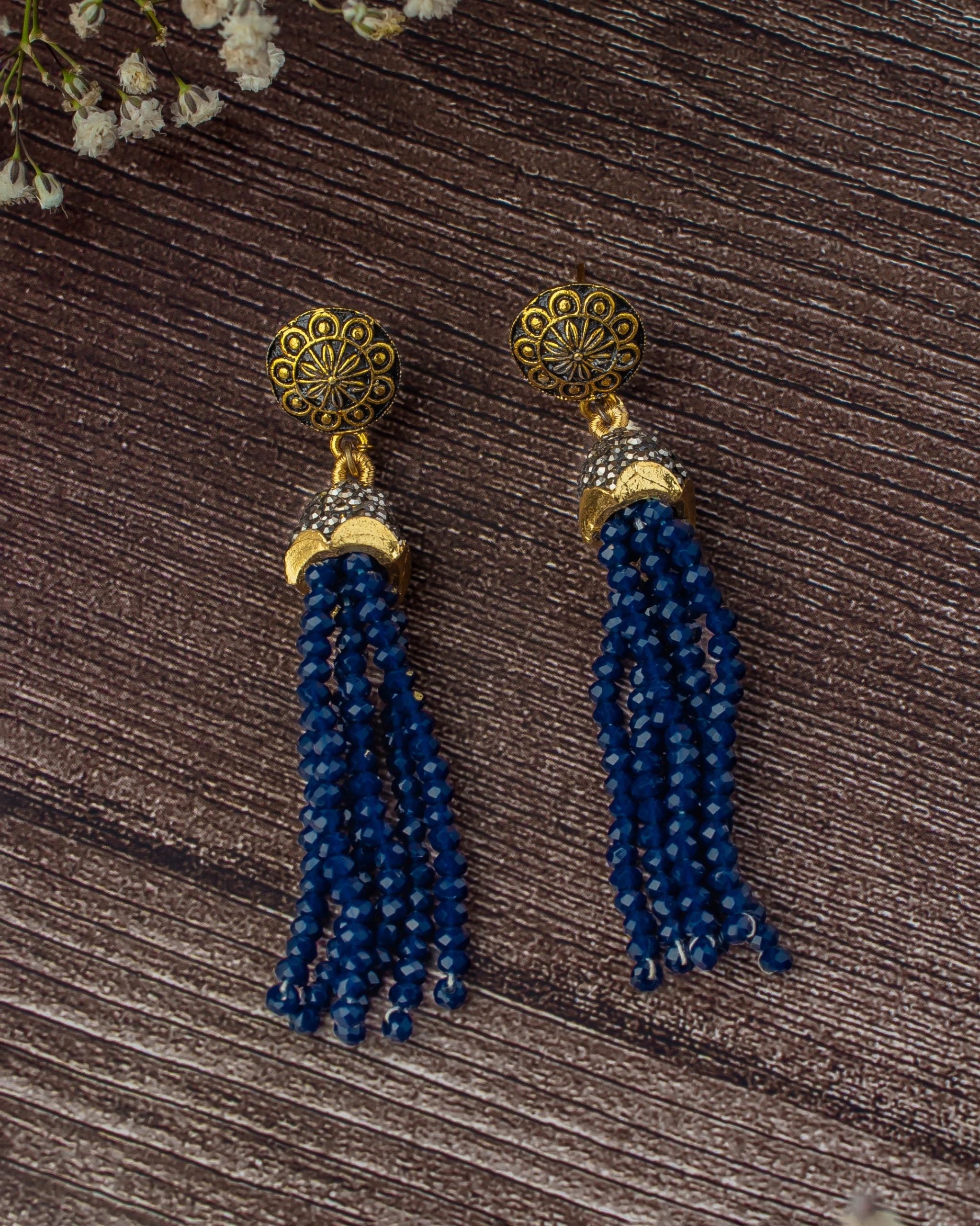 vivinia BY VIDHI MEHRA Florence Gold Plated BlueWomens Beaded Pair of Earrings (Freesize)