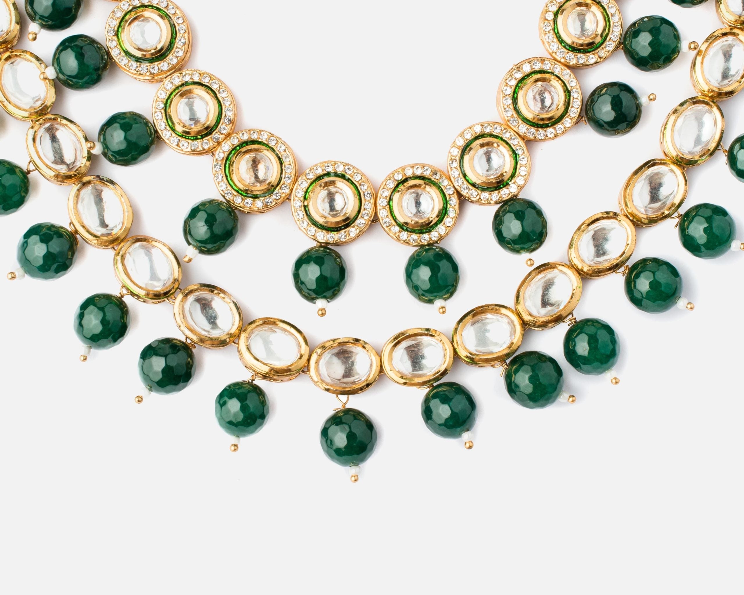 vivinia BY VIDHI MEHRA Inaayat Gold Plated GreenWomens Kundan, Polki Long Necklace set (Freesize)