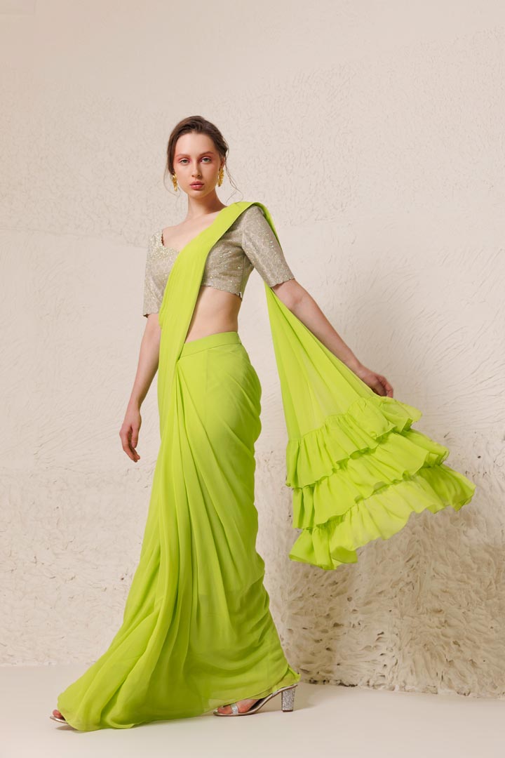 Chartreuse Saree