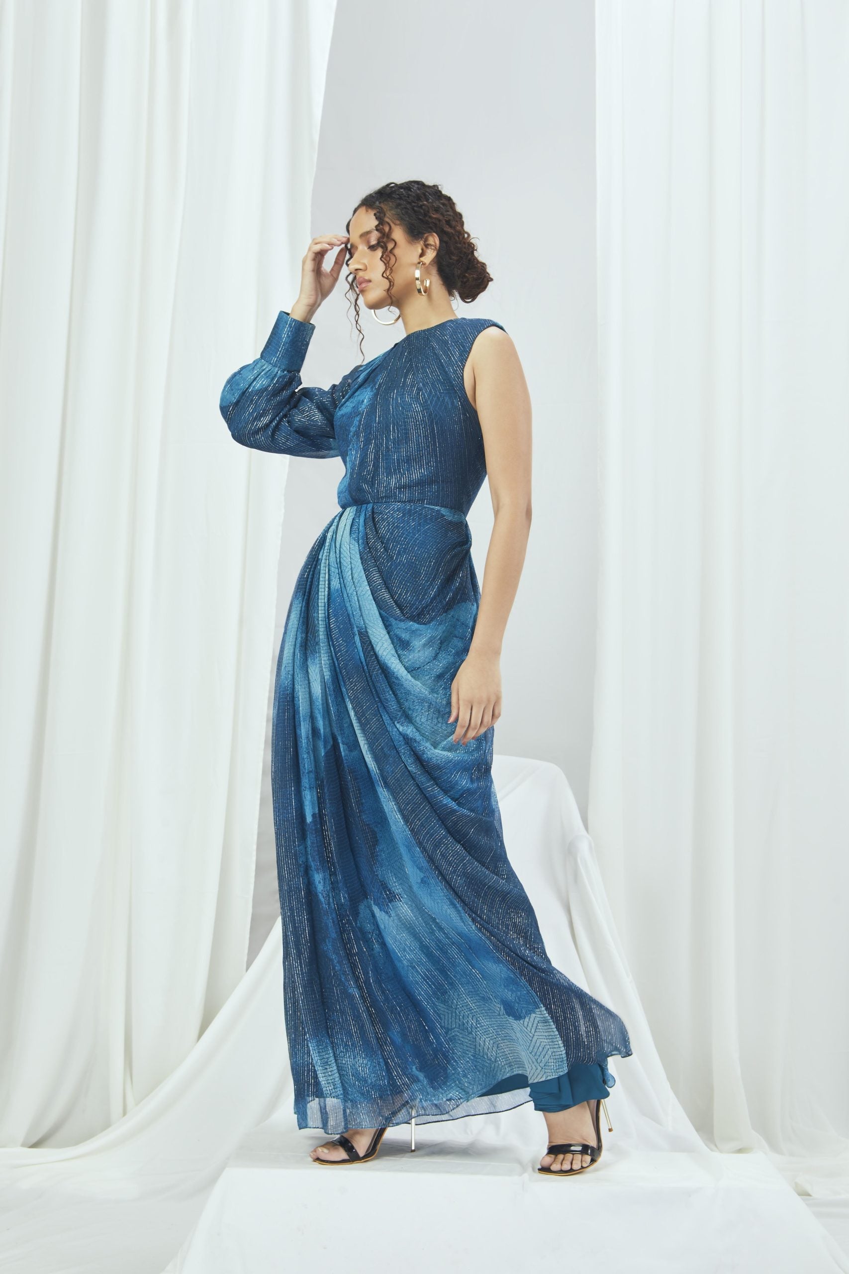 One Shoulder Draped Gown