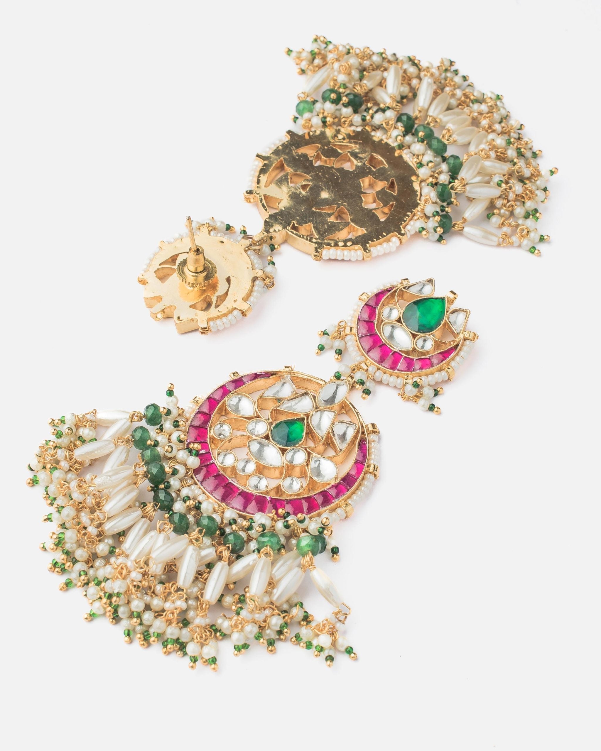 vivinia BY VIDHI MEHRA Morpankh Gold Plated MultiWomens Kundan, Polki Pair of Earrings (Freesize)