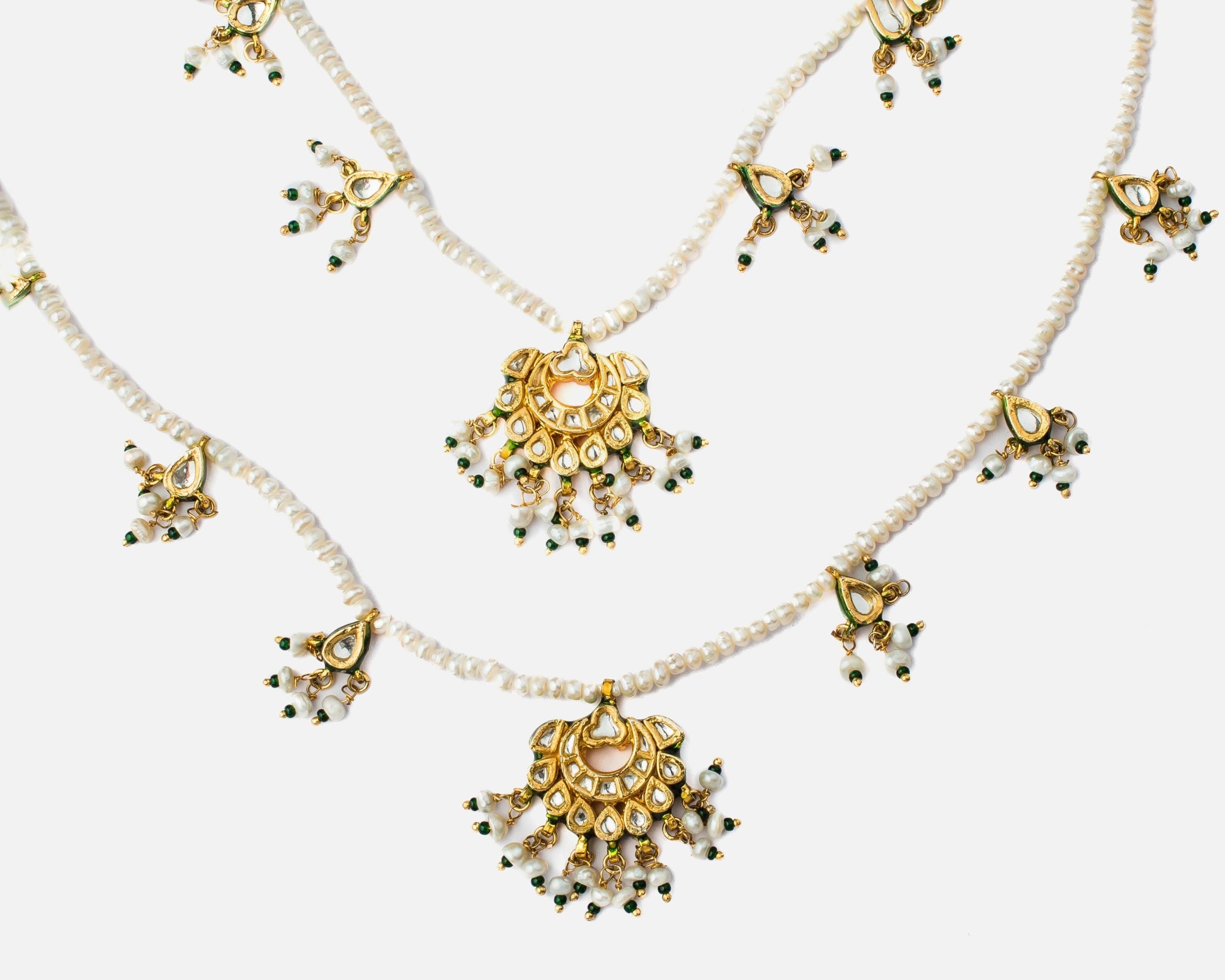 vivinia BY VIDHI MEHRA Antara Gold Plated WhiteWomens Kundan, Polki Long Necklace set (Freesize)