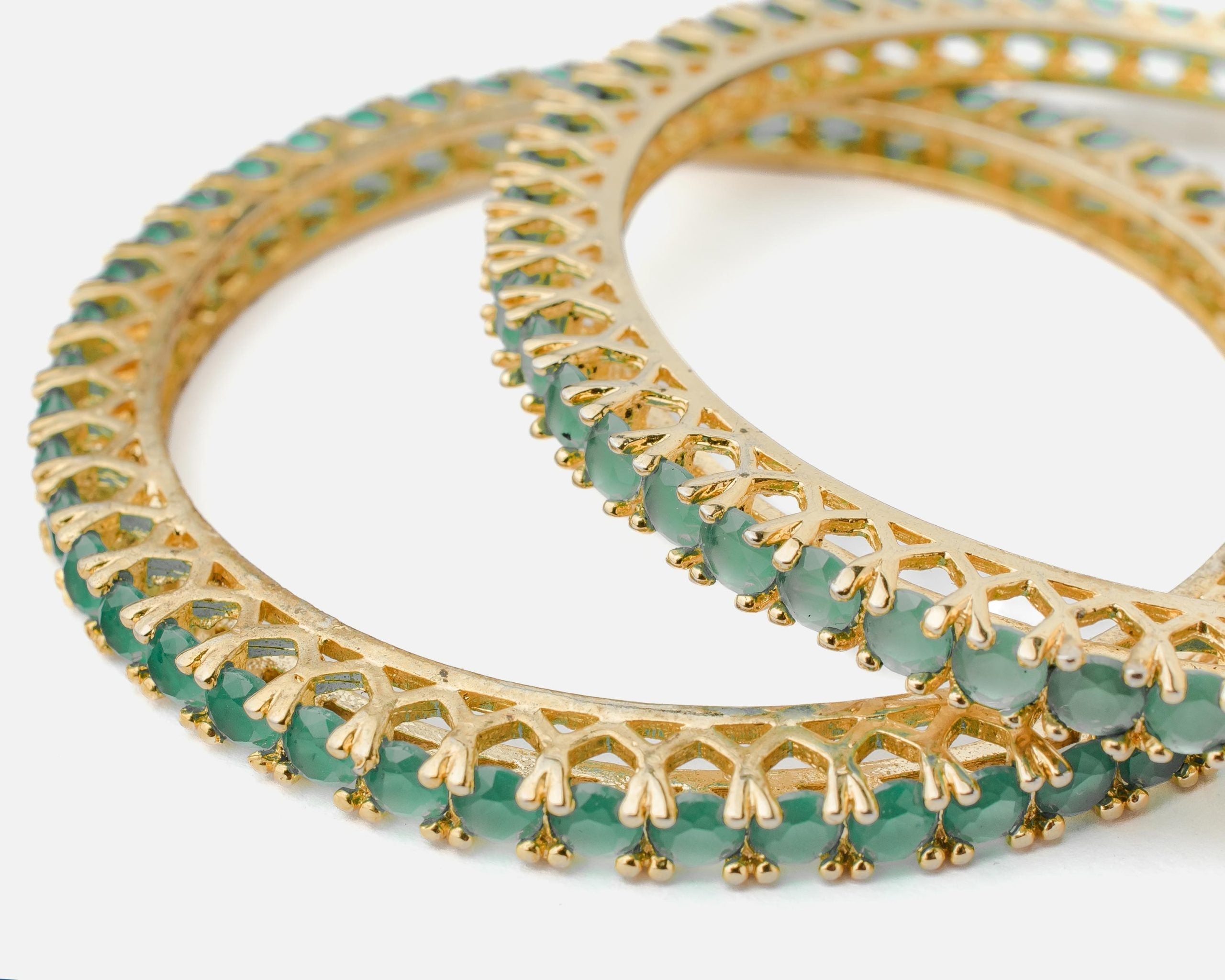 vivinia BY VIDHI MEHRA Zia 2.0 Green Green Womens Zircon a Pair of Bangles