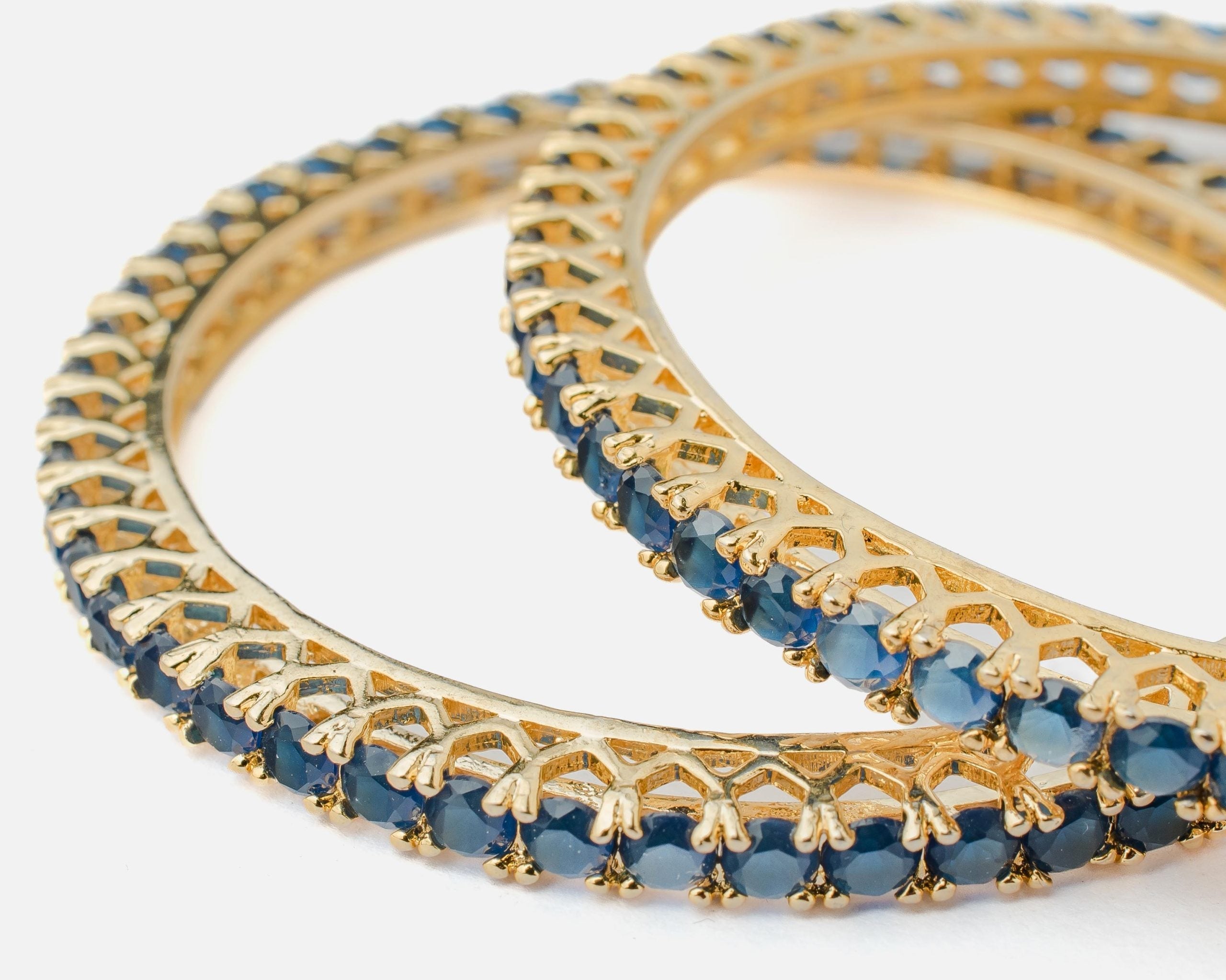 vivinia BY VIDHI MEHRA Zia 2.0 Blue Blue Womens Zircon a Pair of Bangles