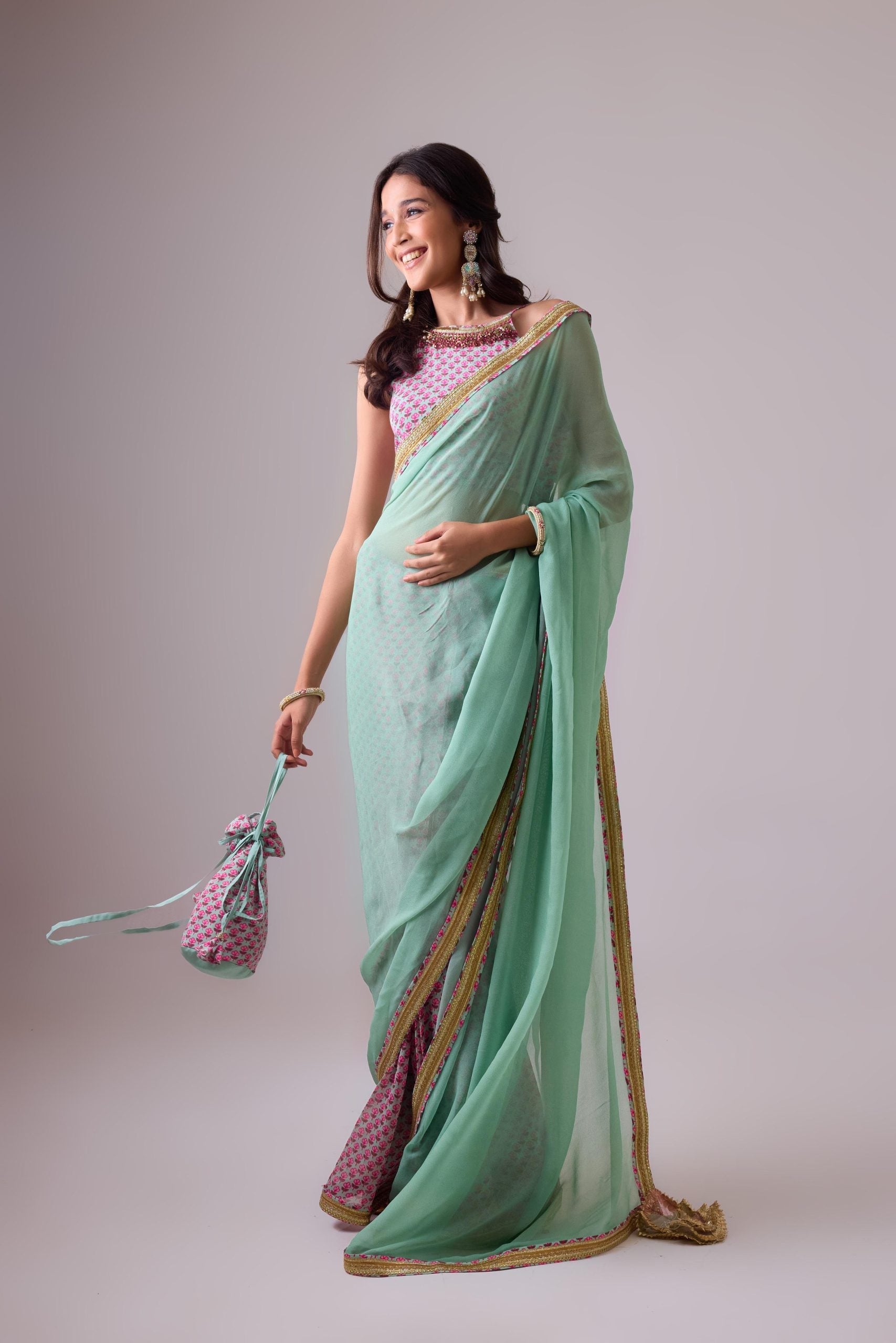 GEORGETTE SAREE WITH CREPE BLOUSE