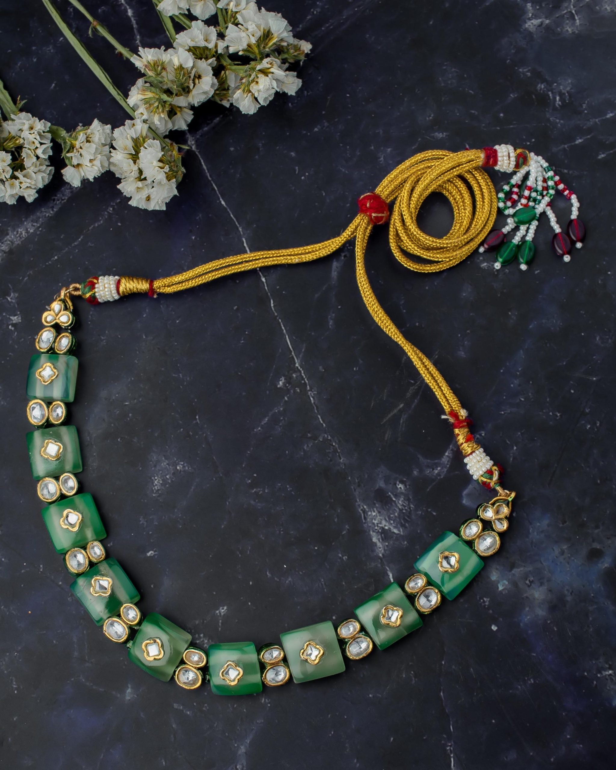 vivinia BY VIDHI MEHRA Saadgi Green Womens Contemporary Choker Necklace Set (Freesize)