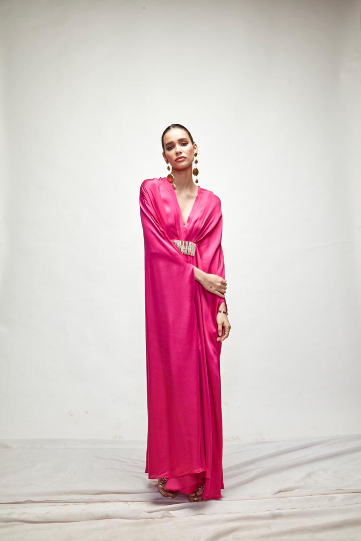 Fuschia Silk kaftaan