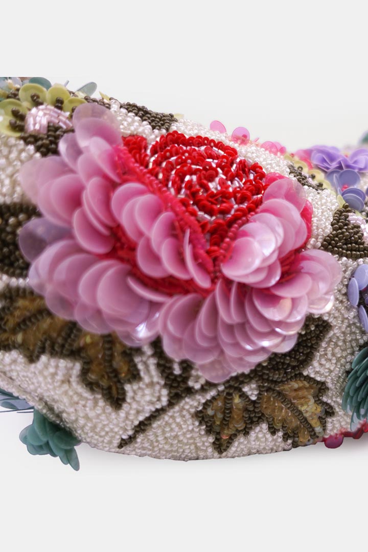 Multi-Colored  Floral Embellished Clutch Bag