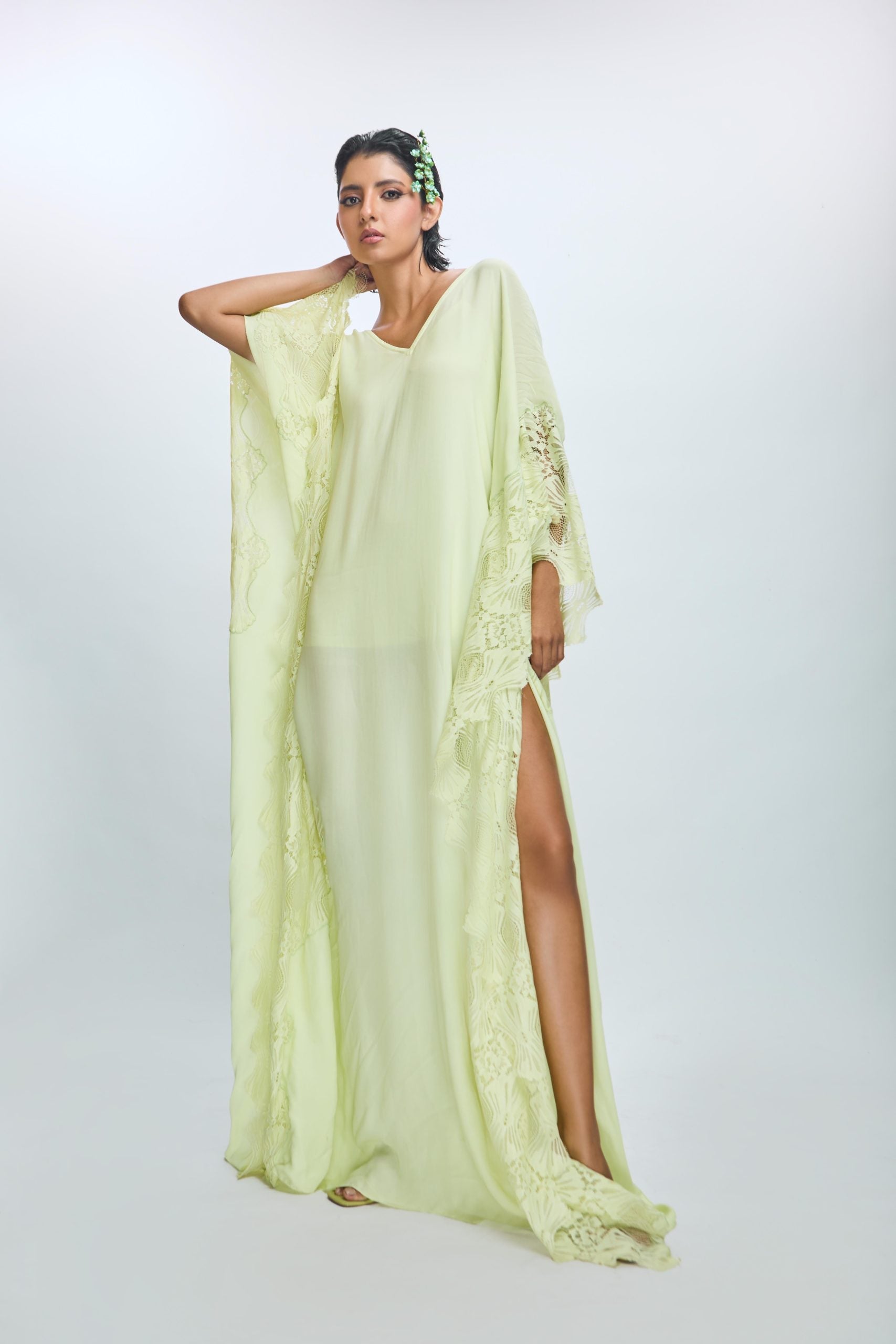 Kaftan with chatilley sleeve detailing