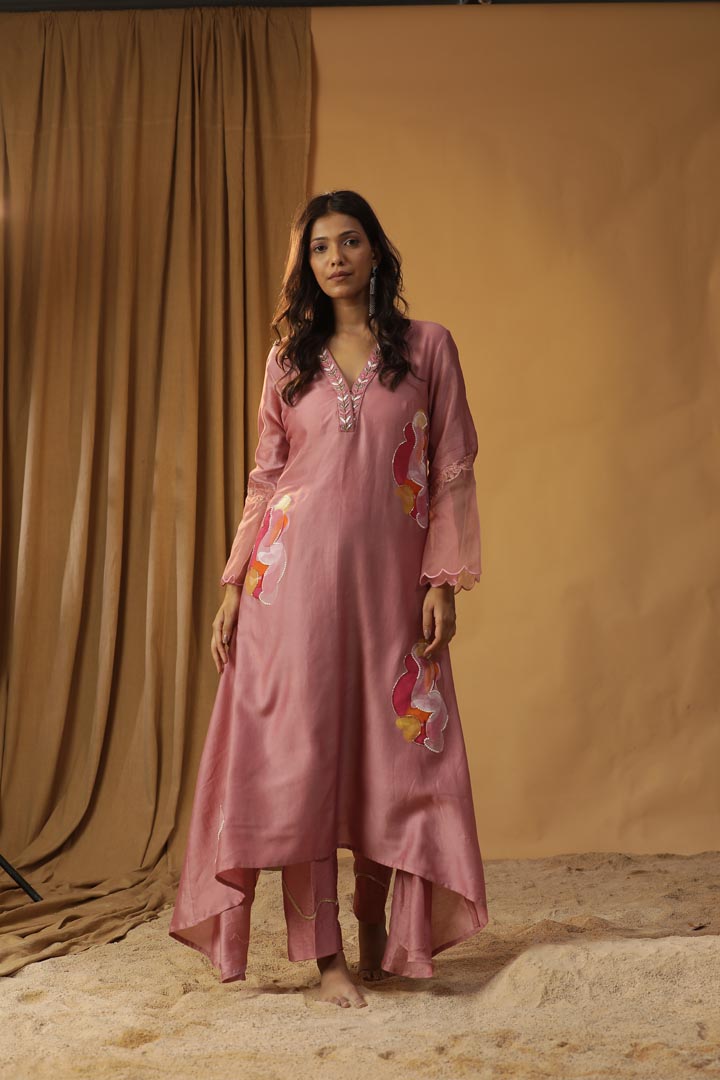 Image of PYAAZI HANDPAINTED A-LINE KURTA SET