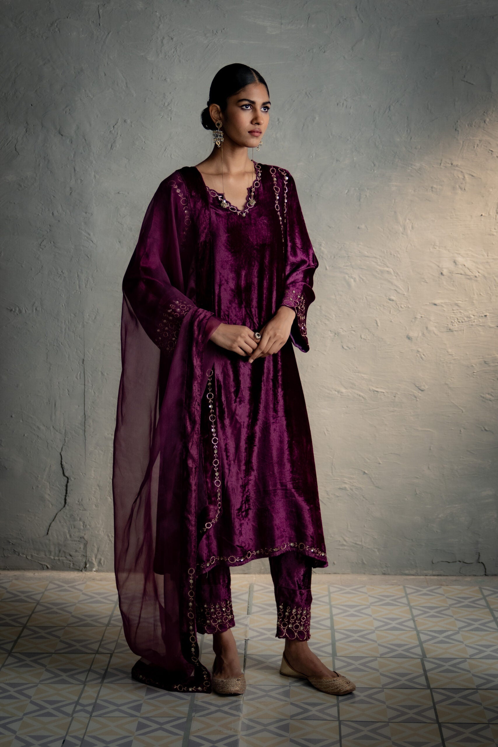 Phiran Style Velvet kurta Set