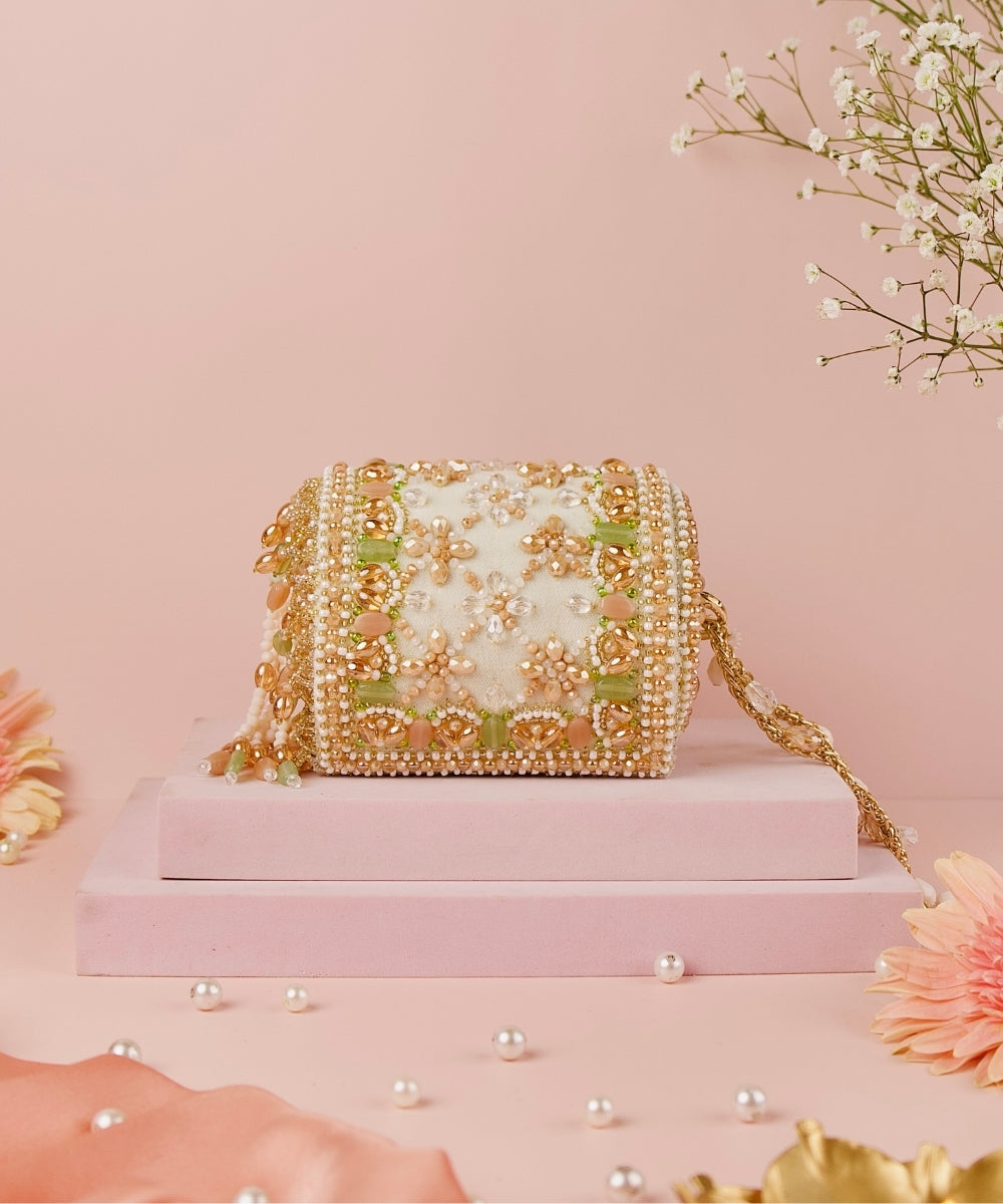 Bella Pastel Suede Embellished Cylinder Mini Bag