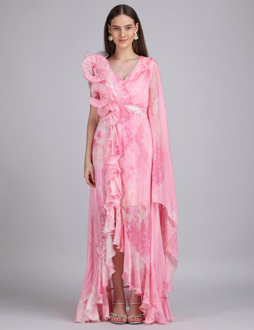 Cotton Clould Self Texture Printed  Corsage Dress