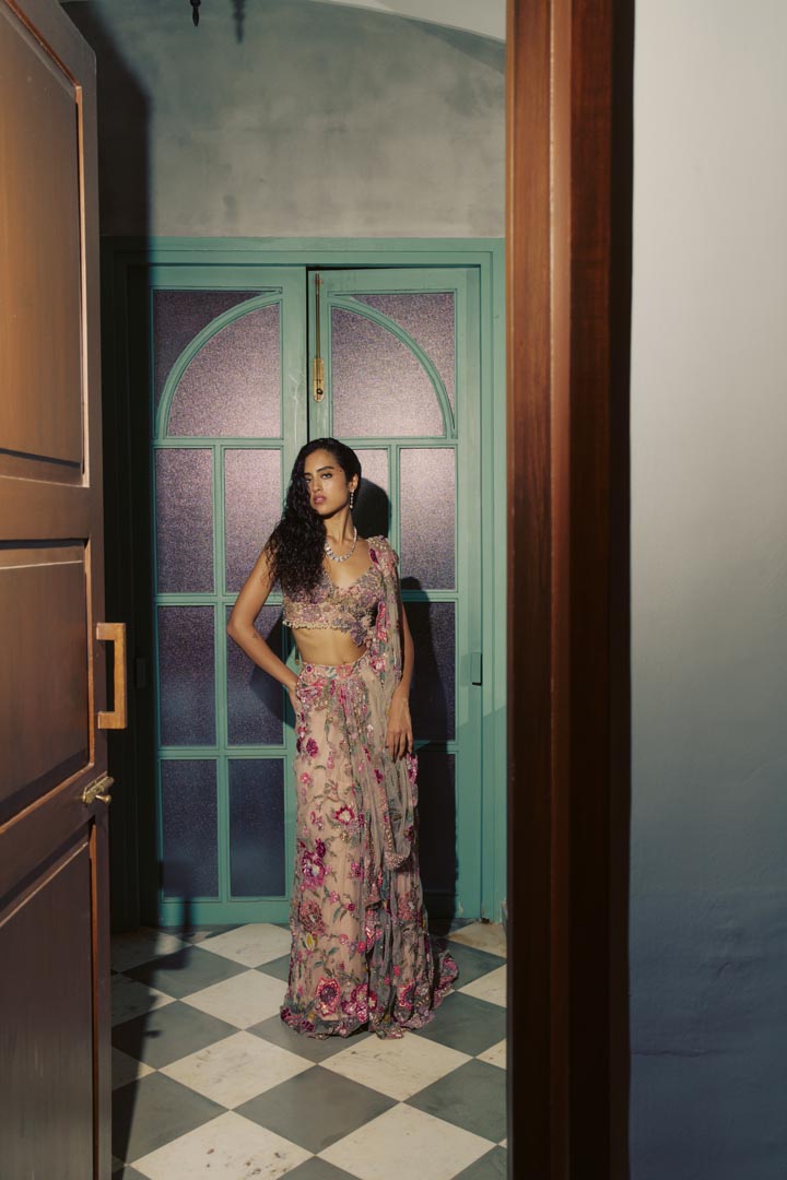 ETHEREAL BLUSH DRAPE SAREE