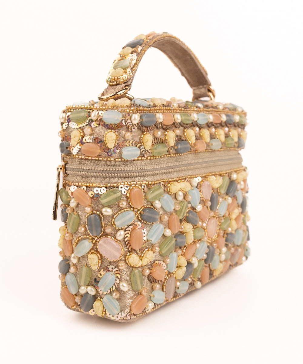 Abia Pastel Georgette Embellished Vanity Bag
