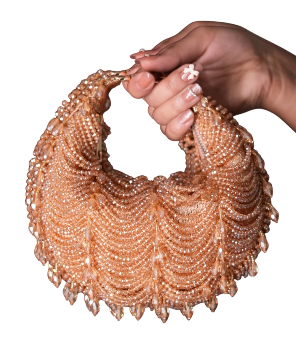 Liona Gold Georgette Embellished Hobo Bag