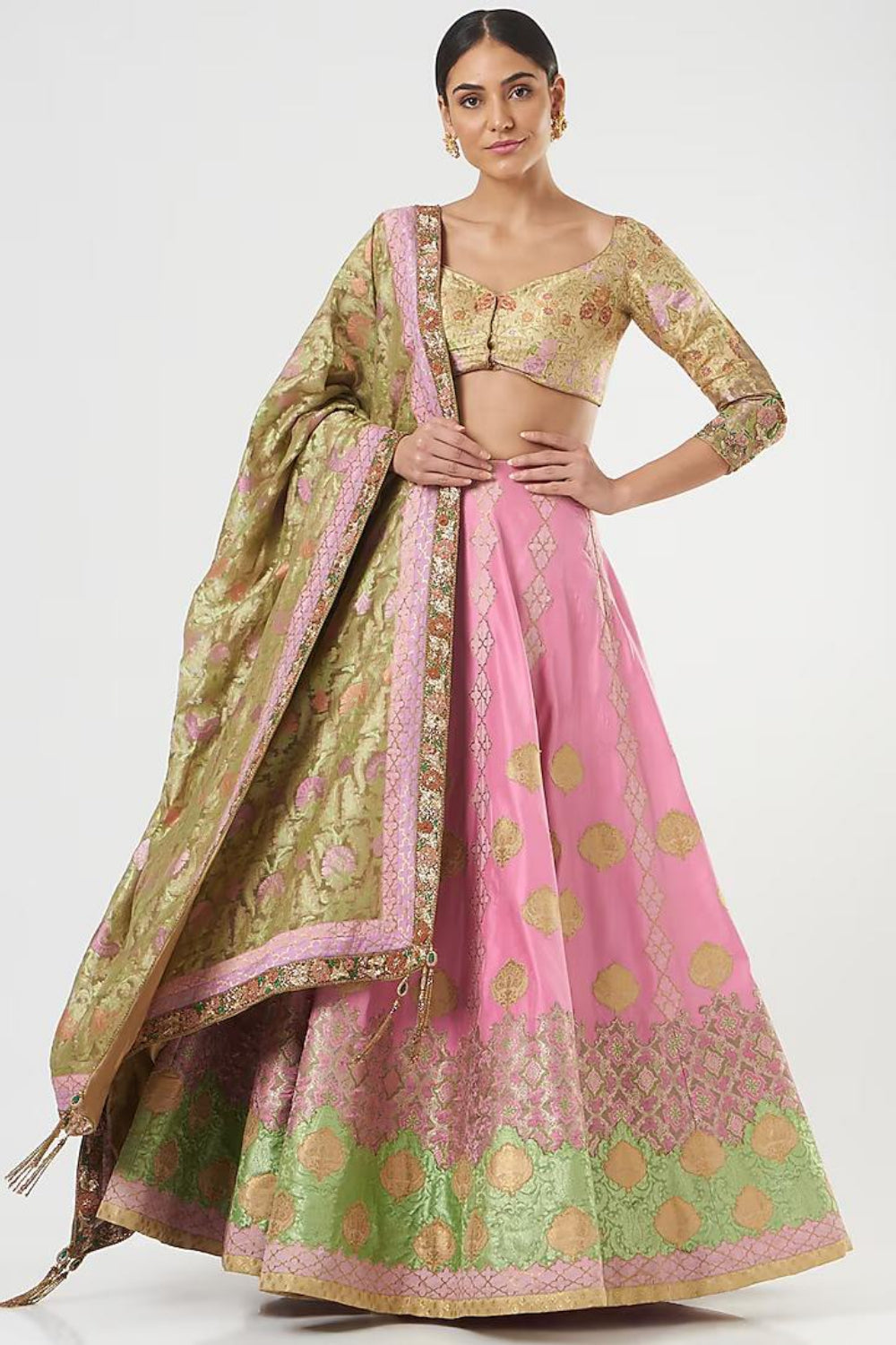 Pink Applique Embroidered Lehenga Set - Auraya Fashion - ASHIMA LEENA - #tag1# - #tag2# - #tag3# - #tag3#