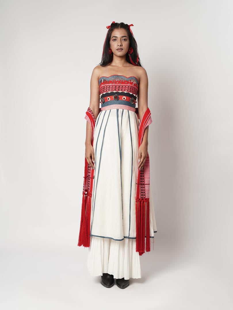 MUTLI PANELLED SCARF CORSETED KALIDAR SET