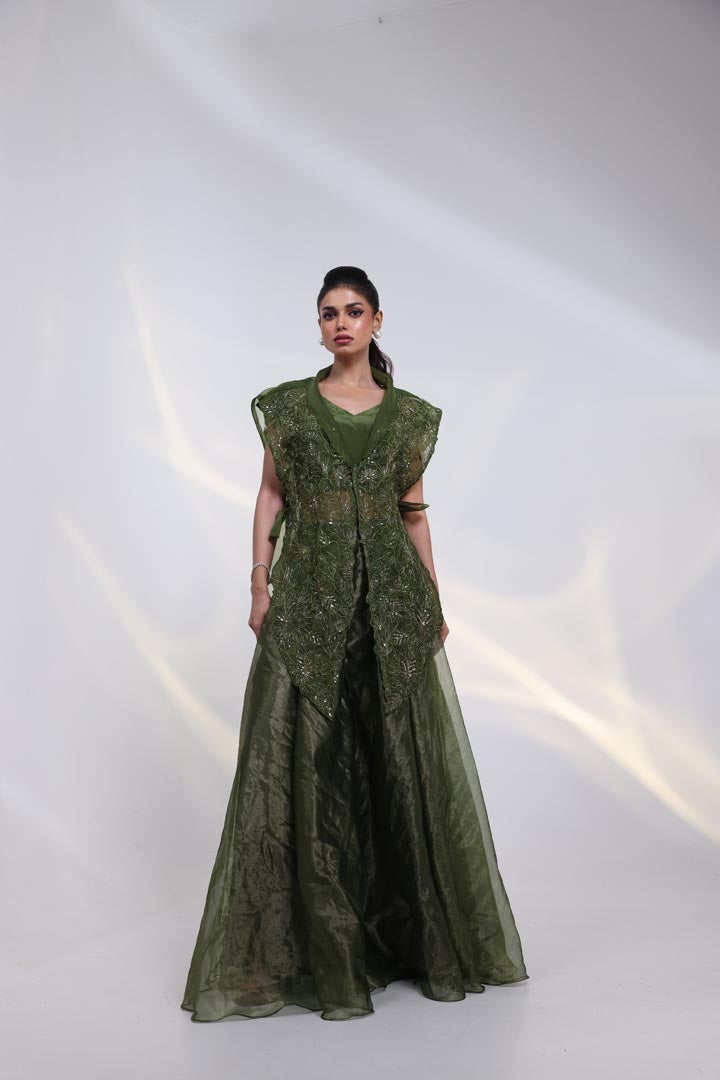 Olive Luxe Embroidered Layer Set AAD628