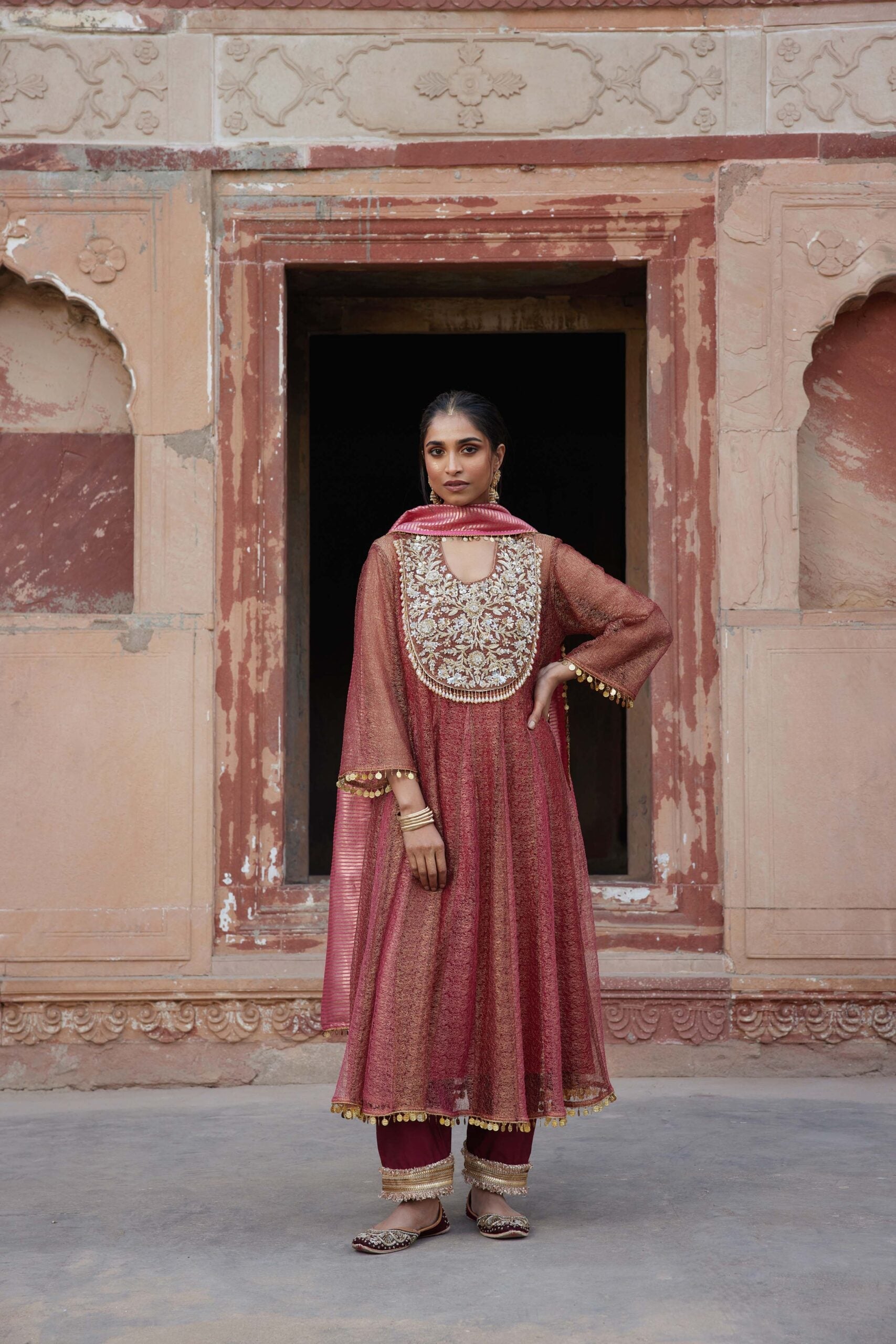 Kurta salwar and a detachable embelished cape set EBN25
