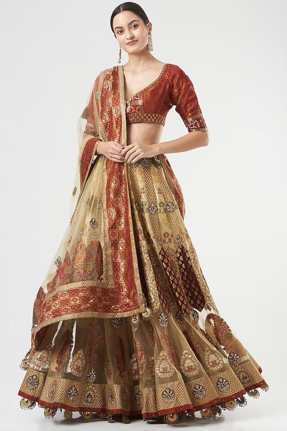 Gold Embroidered Lehenga Set - Auraya Fashion - ASHIMA LEENA - #tag1# - #tag2# - #tag3# - #tag3#