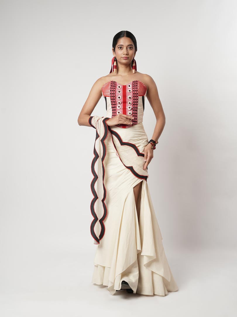 DRAPED LAYER SKIRT WITH NAGA CORSET