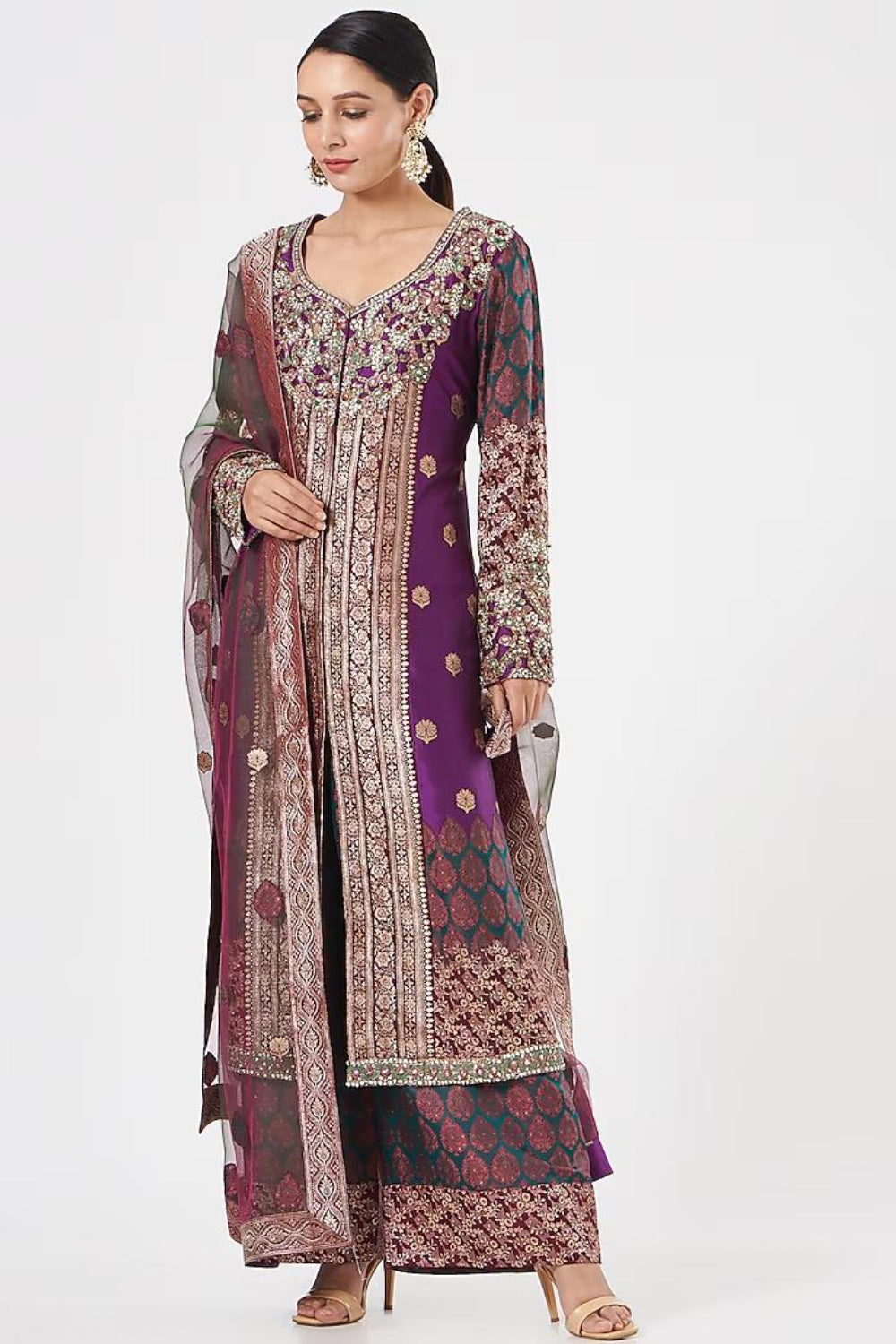 Purple Embroidered Kurta Set - Auraya Fashion - ASHIMA LEENA - #tag1# - #tag2# - #tag3# - #tag3#