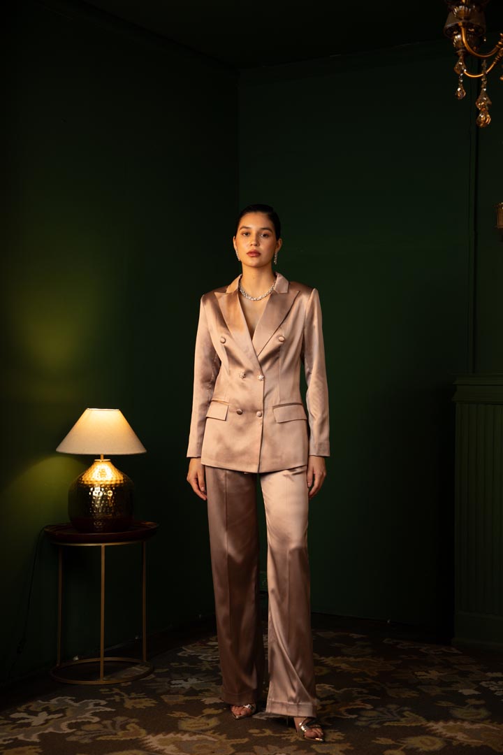 Double Breasted Suit Ensemble in Midnight