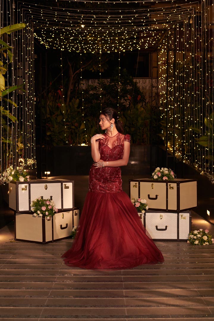 Royal Maroon Gown.  1 (Gown)
