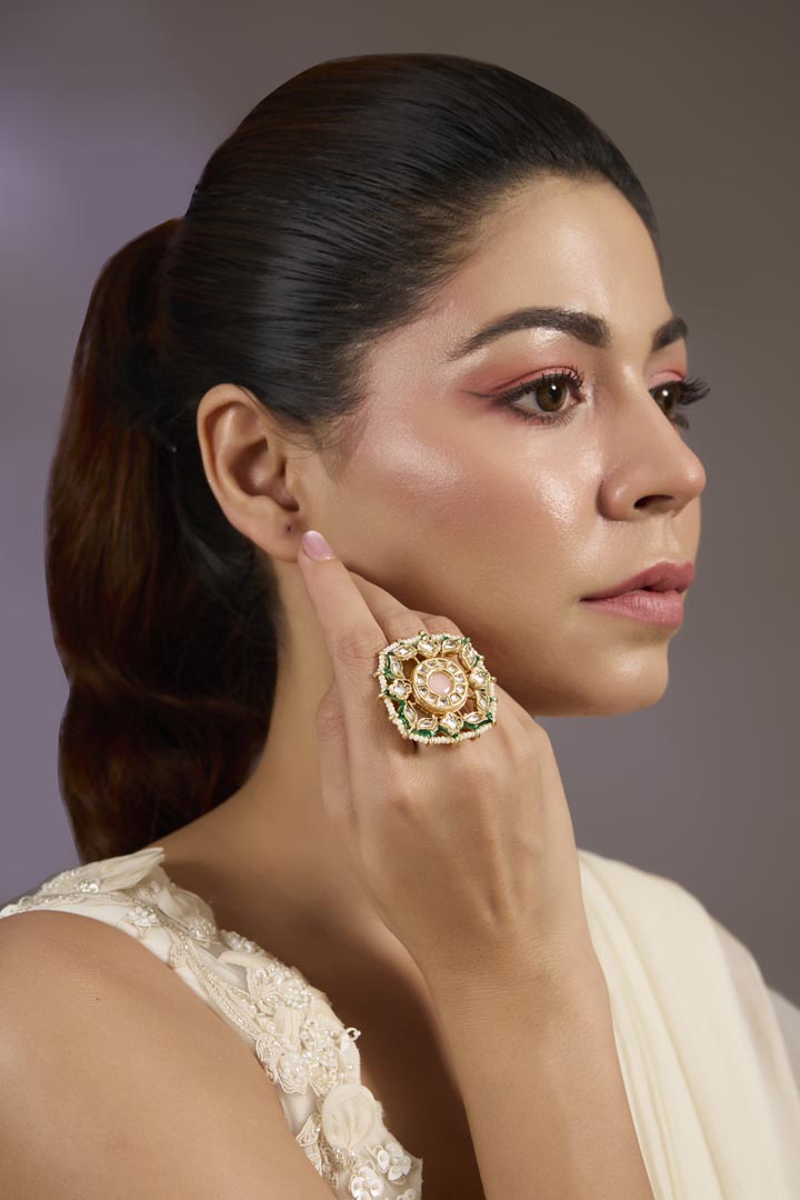 Pearl & Kundan Statement Ring