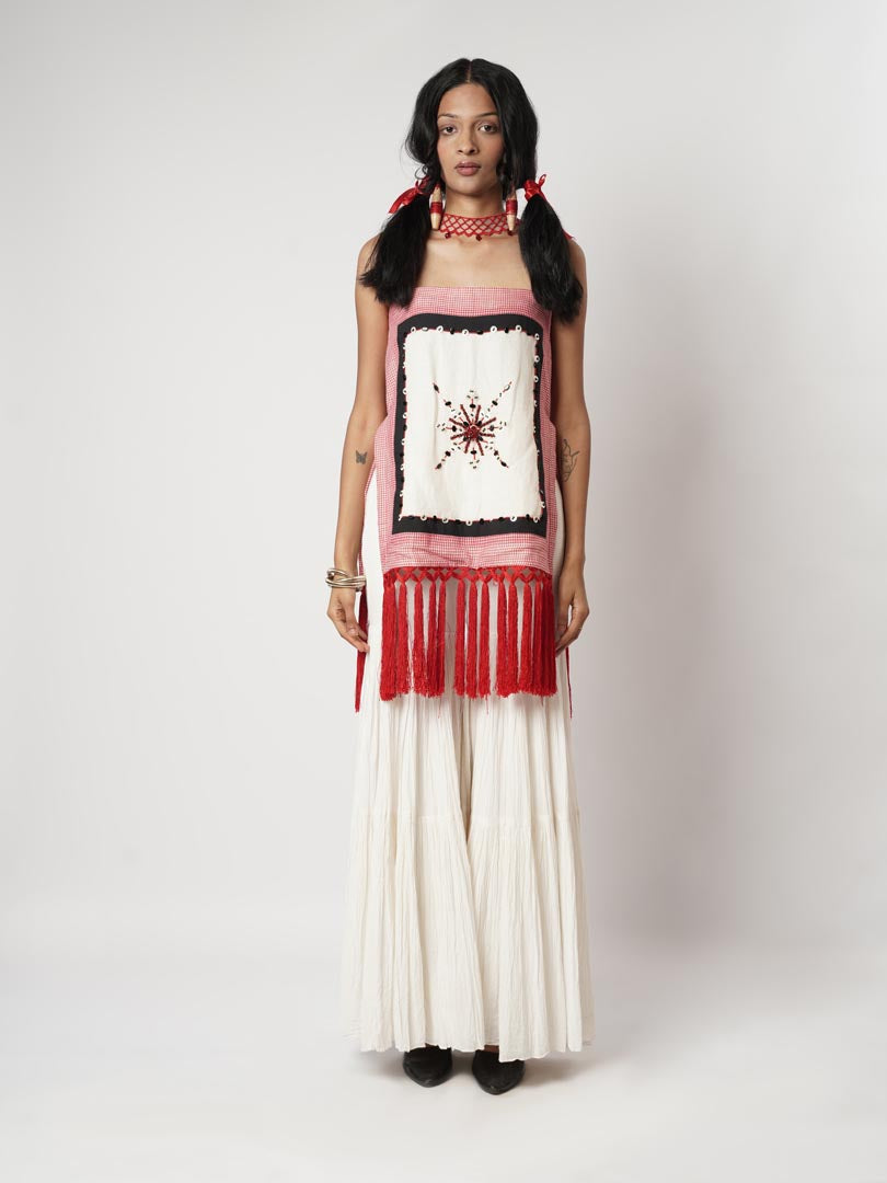 FRINGE SCARF SHARARA SET