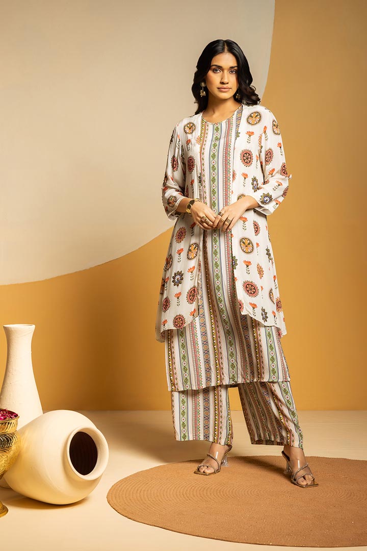 Taarani printed kurta set with jacketSP4881