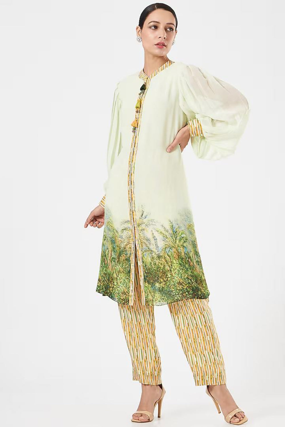 Image of Mint Green & Yellow Pant Set