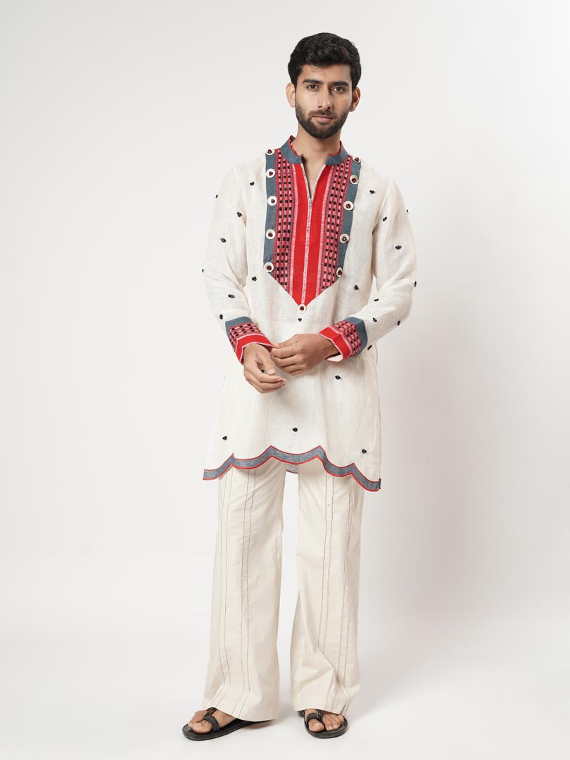 SCALLOPED NAGA BINDI YOKE KURTA SET