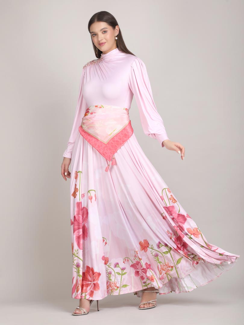 Petals Below Drape Jesery Dress
